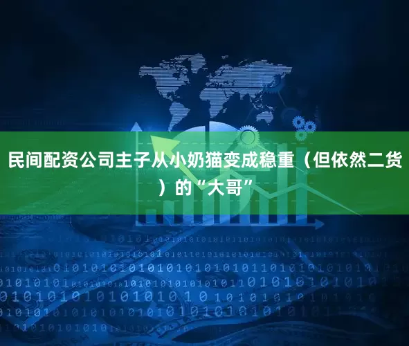 民间配资公司主子从小奶猫变成稳重（但依然二货）的“大哥”